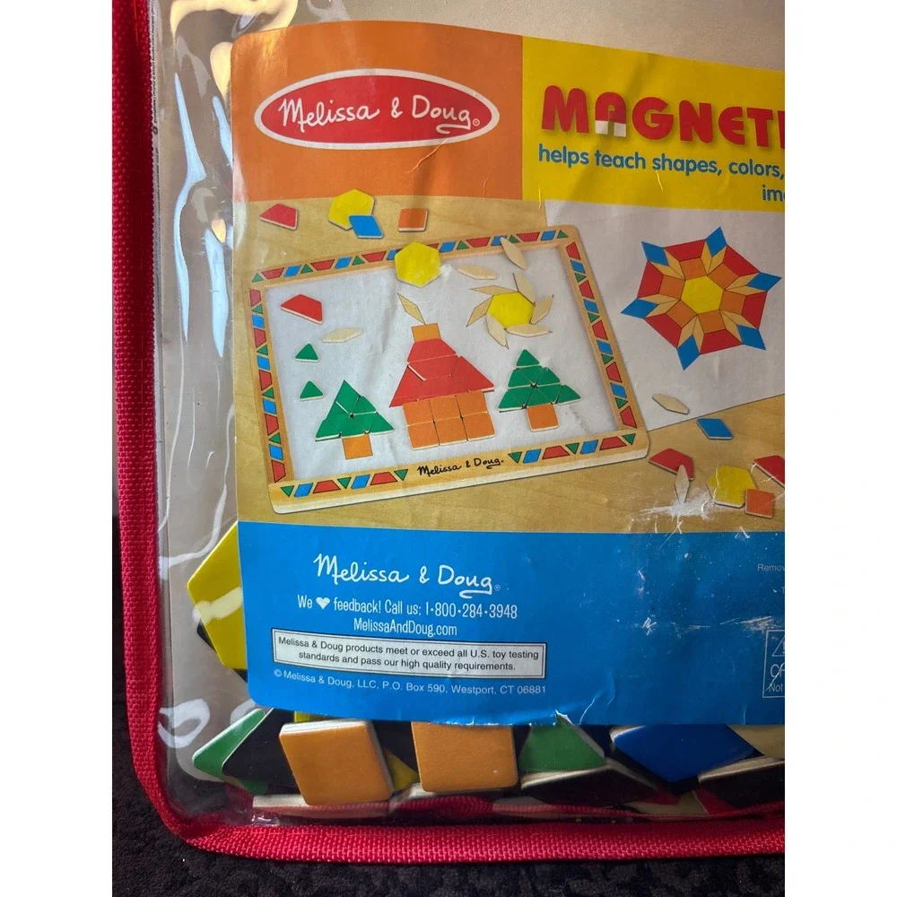 Melissa & Doug Wooden Magnetic Pattern Block Kit 3590 Educational Toy 119 Tiles